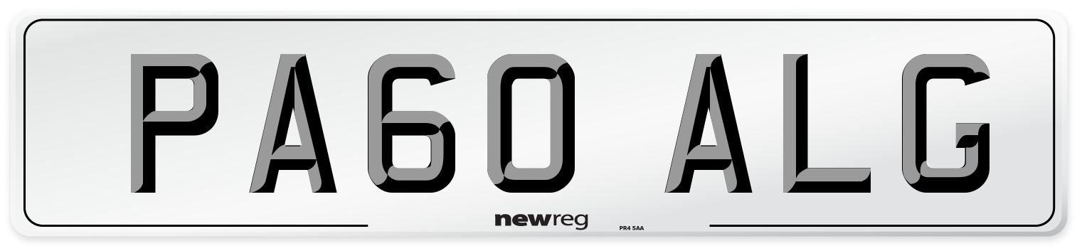 PA60 ALG Number Plate from New Reg